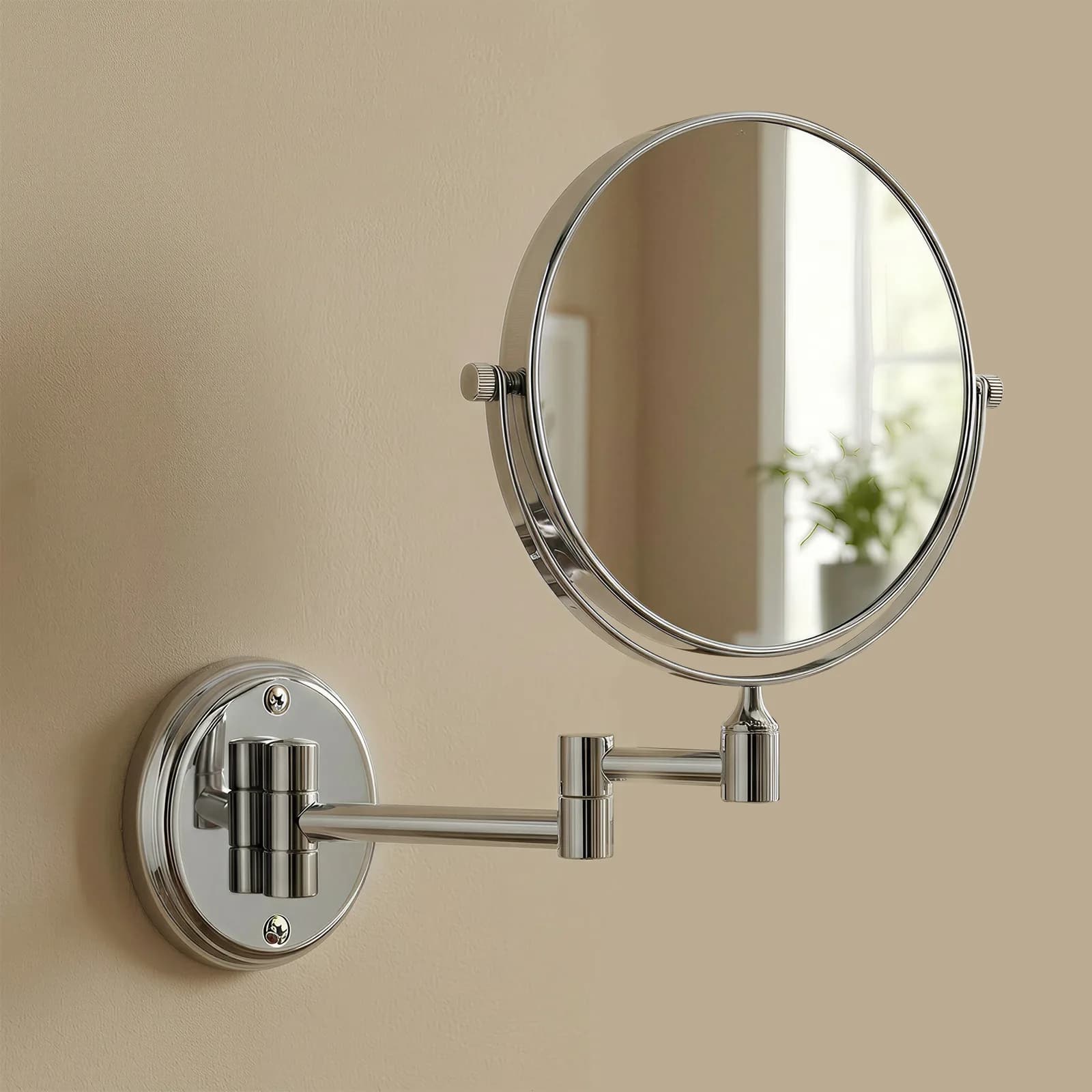 Wall-Mounted Extendable Magnifying Mirror – Chrome
