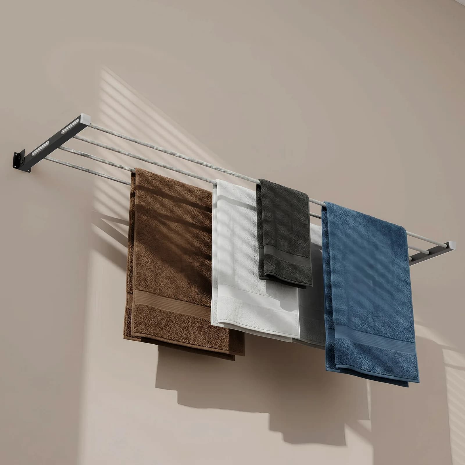 Foldable Wall-Mounted Cloth Drying Stand – Black