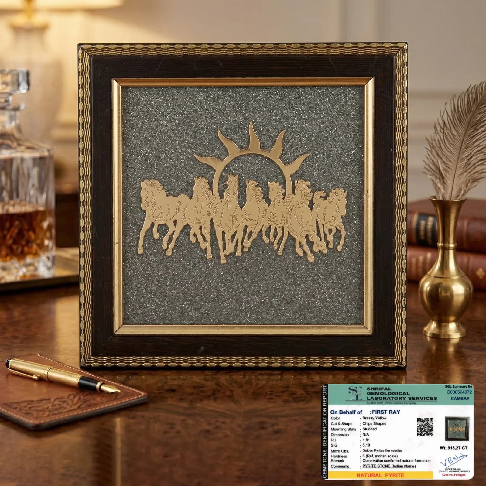 Raw Pyrite Frame – 7 Running Horses