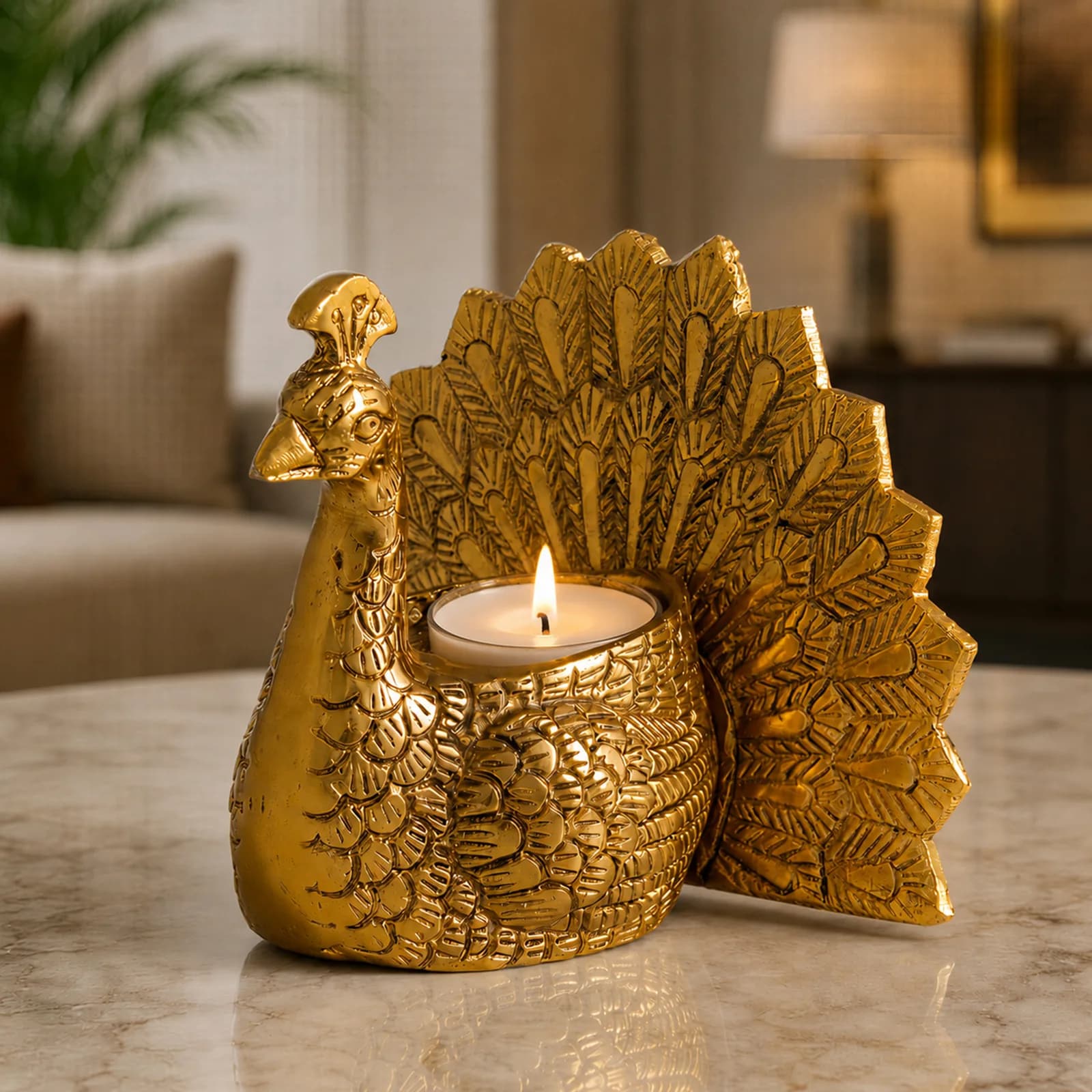Dancing Peacock Metal Showpiece